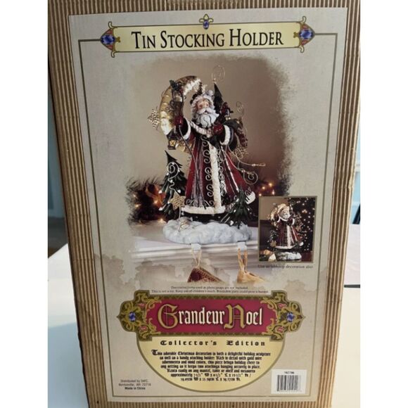 2002 Grandeur Noel Santa Tin Christmas Stocking Holder Collectors Edition - Picture 2 of 3